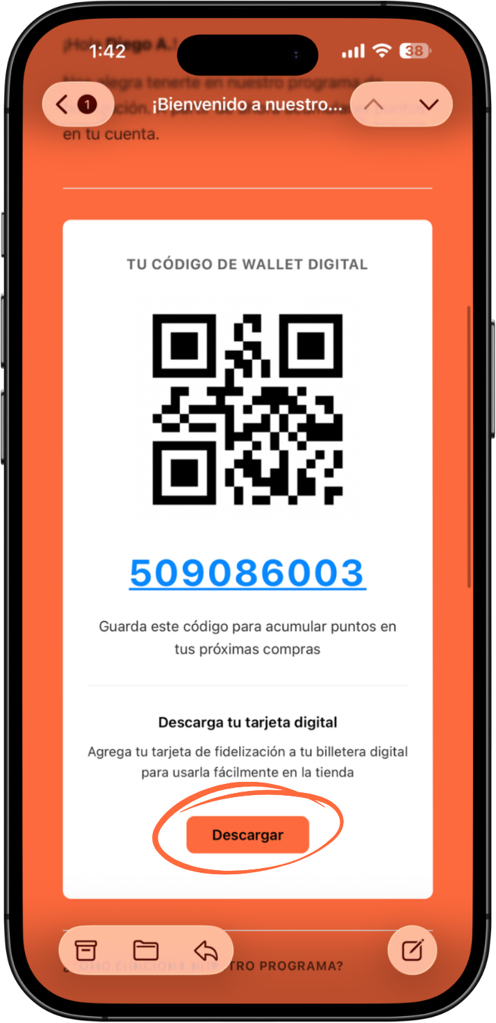 Correo con código de wallet